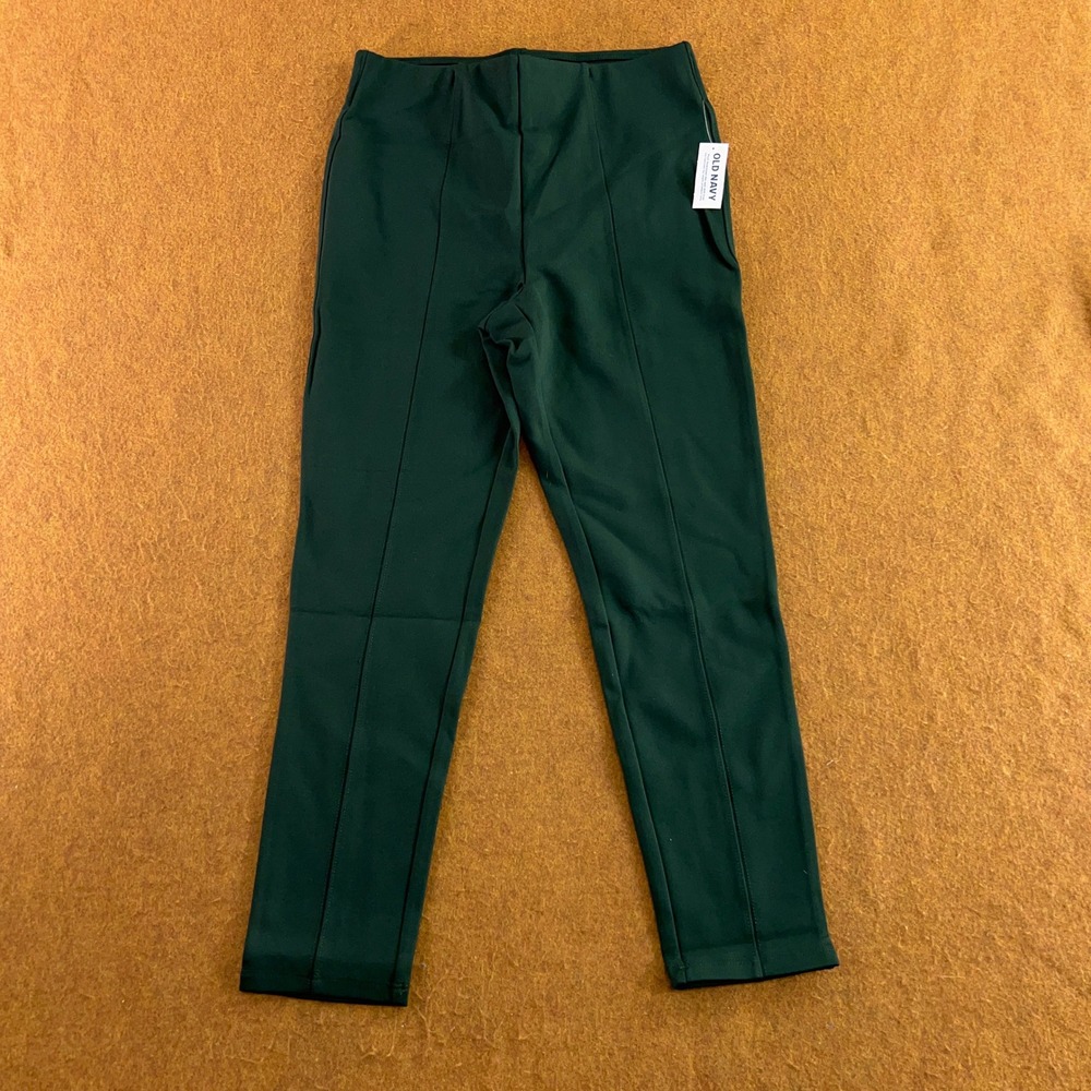 Old Navy Womens Medium Petite Green Pintuck Stretch Pixie Ankle Pants NWT